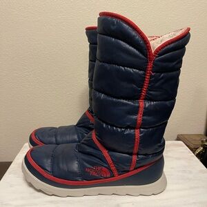 The North Face Thermoball Roll Down Pull On Winter Boots Black Womens Sz 9